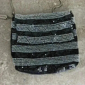 Whiting & Davis Black and Silver Mesh Bag